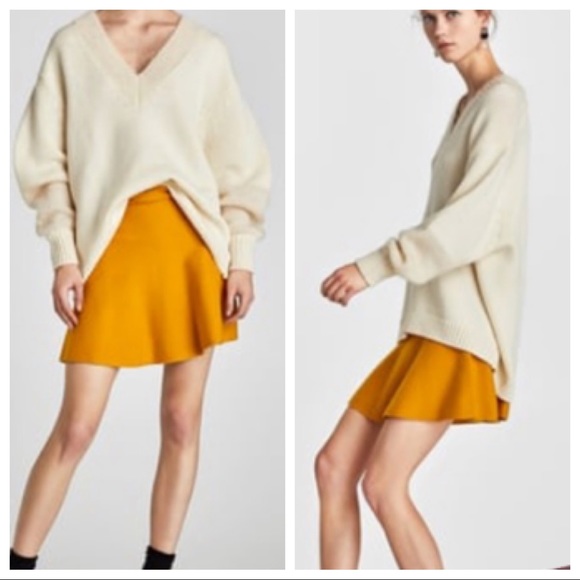 Zara Dresses & Skirts - Zara Basic Knit Fit Flare Mustard Yellow Skirt Sm